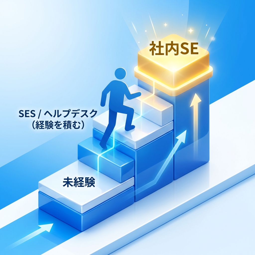 未経験から社内SEへのキャリアステップ階段図