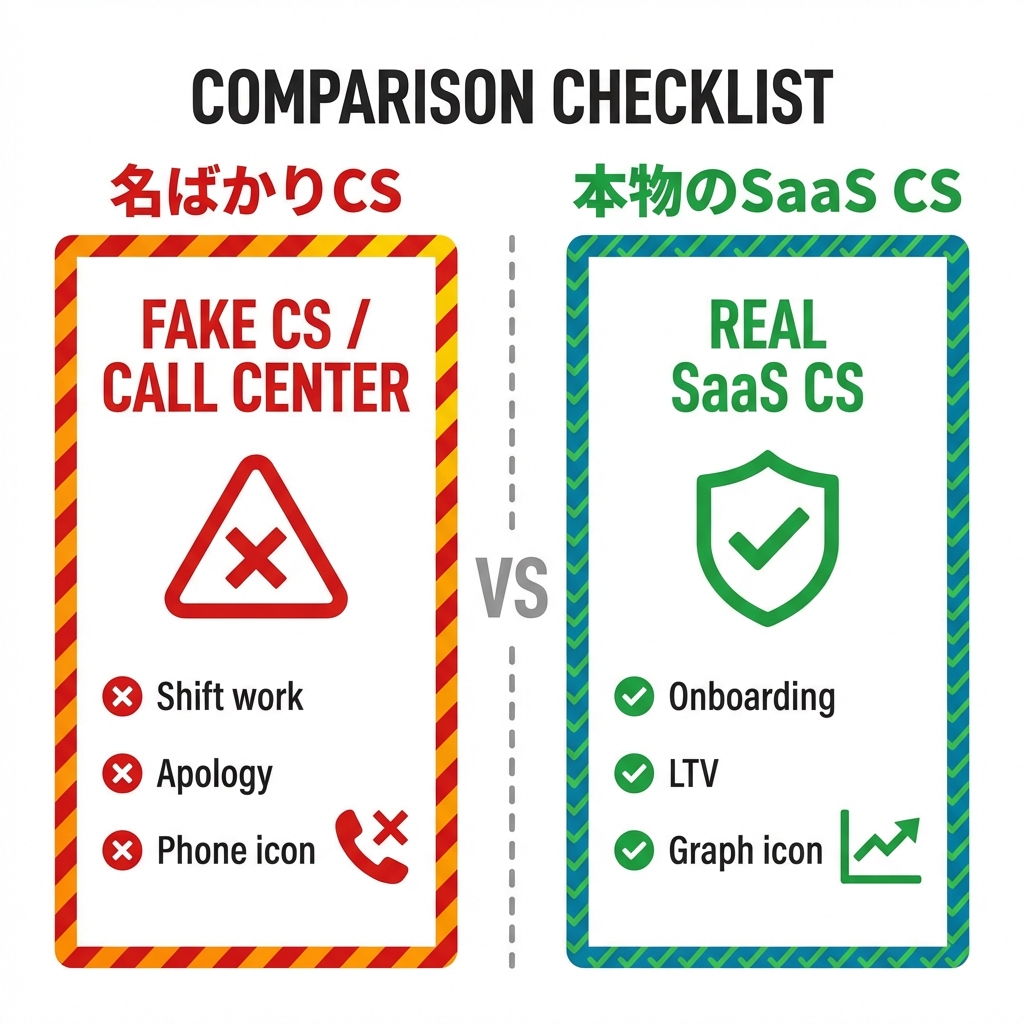 名ばかりCSと本物のSaaS CSの比較チェックリスト