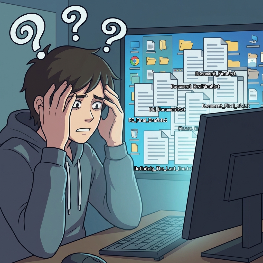 乱立するファイル名のイメージ図