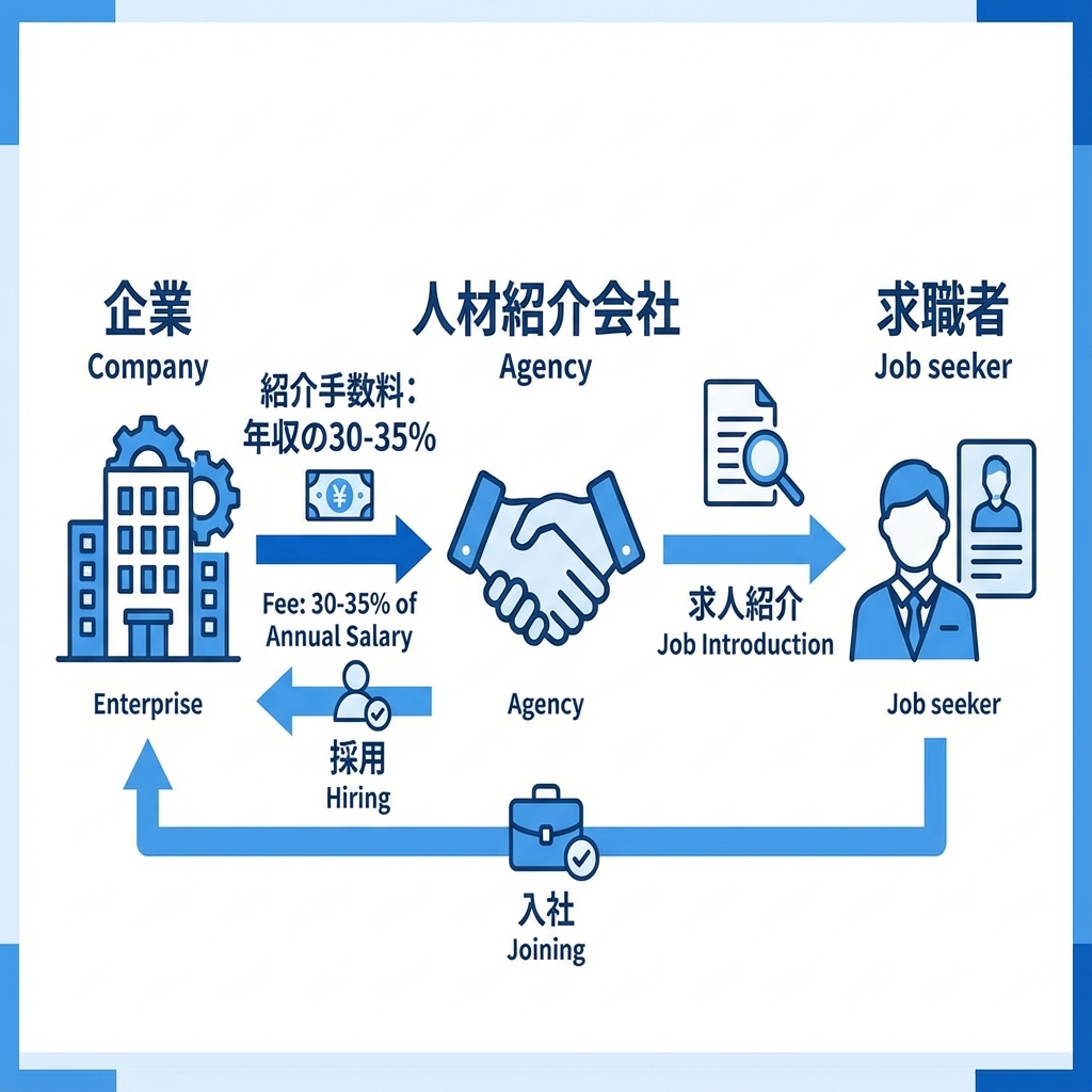人材紹介ビジネスモデルの解説図