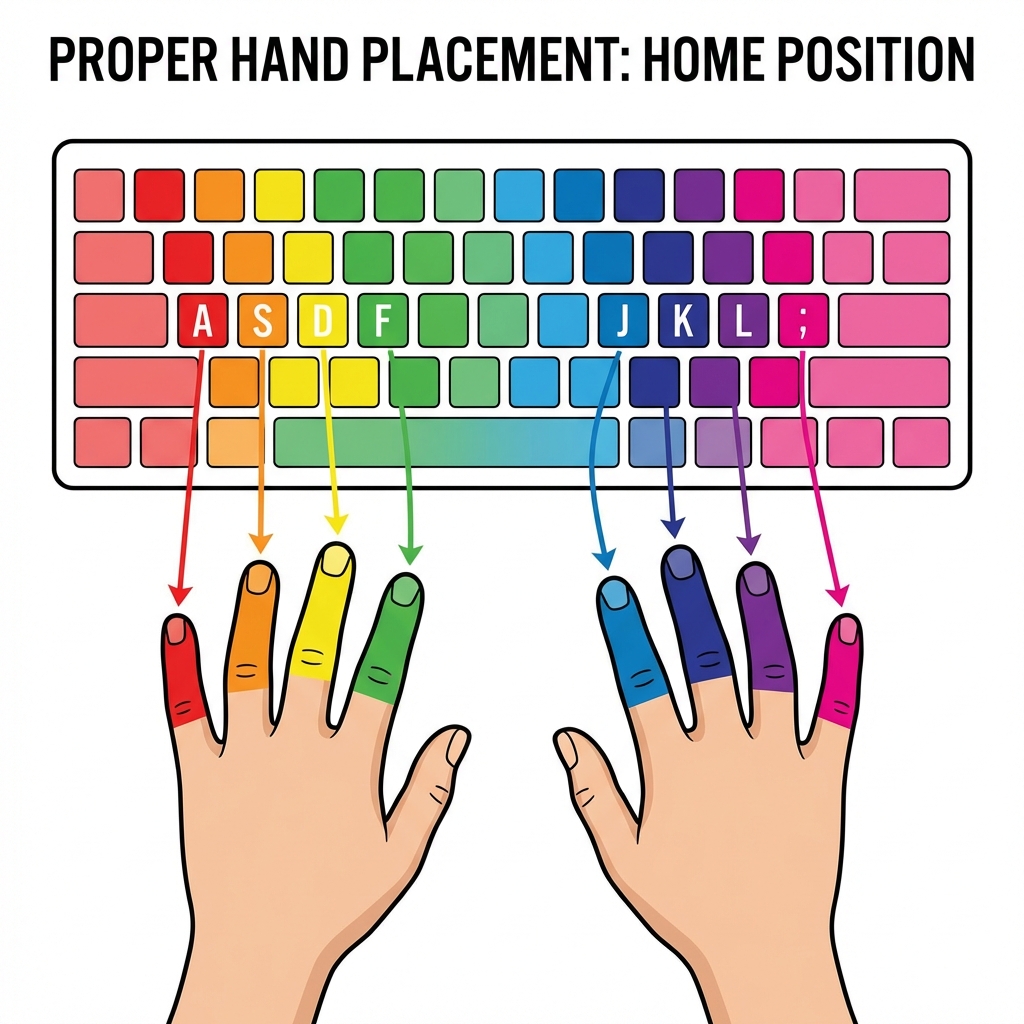 指の配置（ホームポジション）の図解