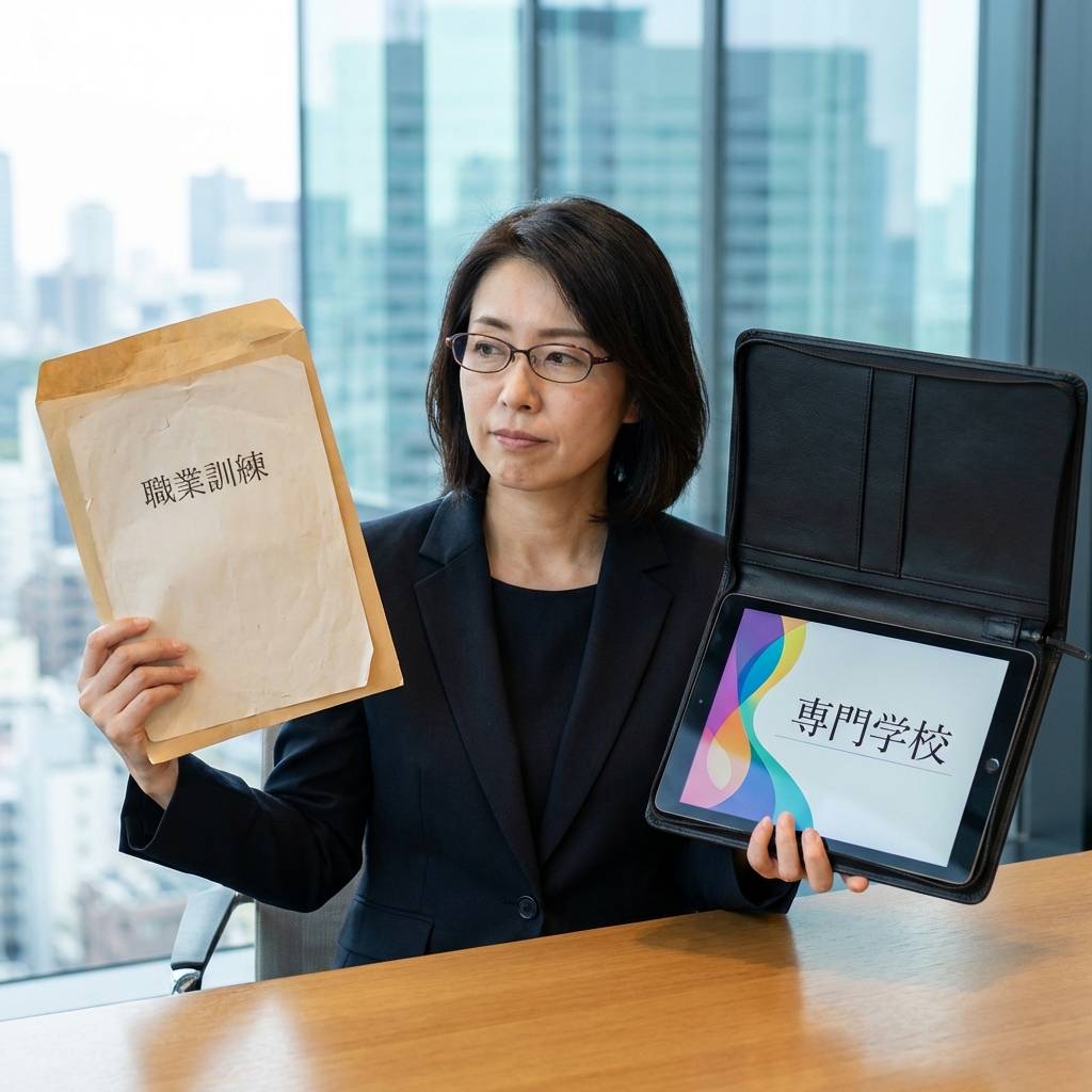 職業訓練とスクールの比較イメージ